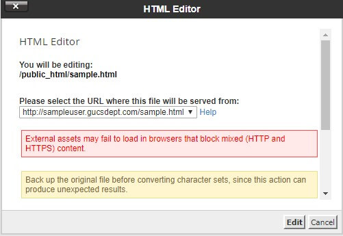 Note the provided URL for the file and click Cancel to return to your file manager.