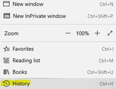 A new window will appear. Select history.