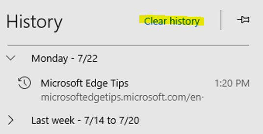 Select clear history.