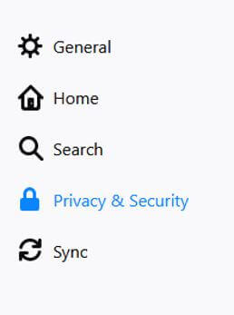 Click on Privacy and Security, locate Cookies and Site Data and select the option to Clear Data.