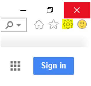 On Internet Explorer select the settings wheel.