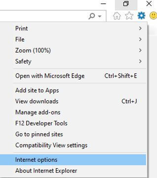 Select internet options.