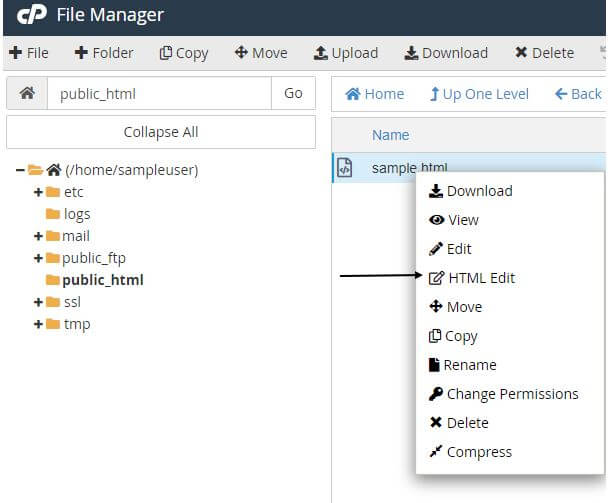 Right click on your file and select HTML Edit.
